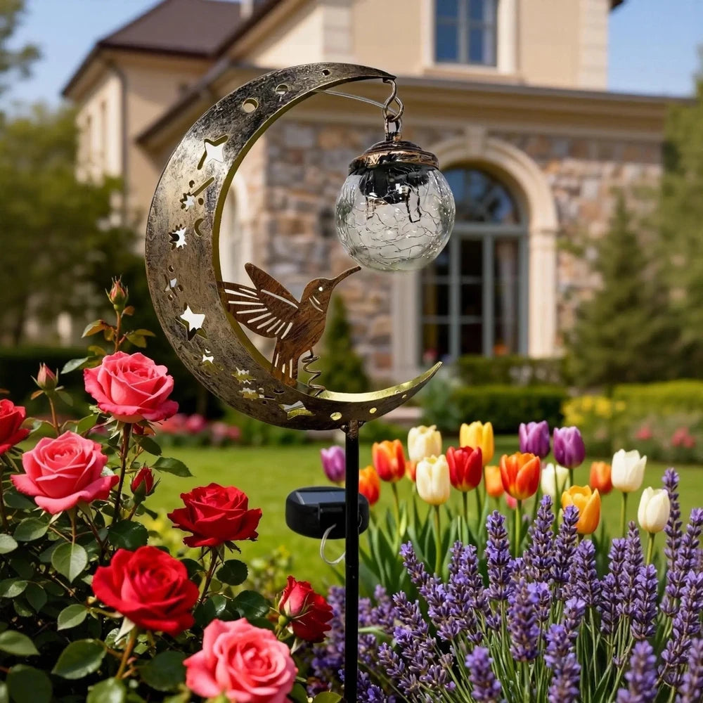 Hummingbird Moon Solar Stake Light