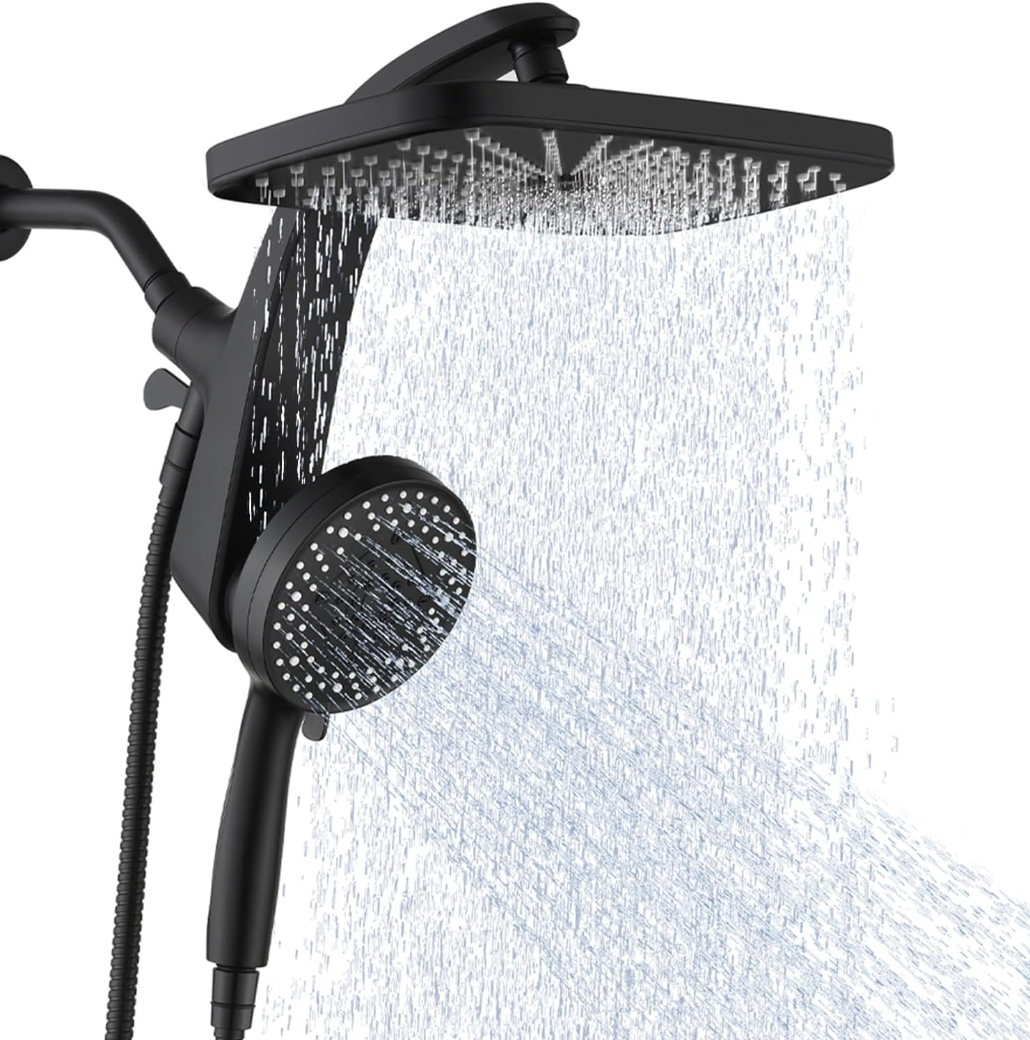 BOZYBO Rain Shower Head with Handheld: High Pressure Shower Heads with Handheld Spray Combo, 12" Rainfall Shower Head and 9 Sprays Hand Showerheads with Magnetic Docking and Power Jets, Black