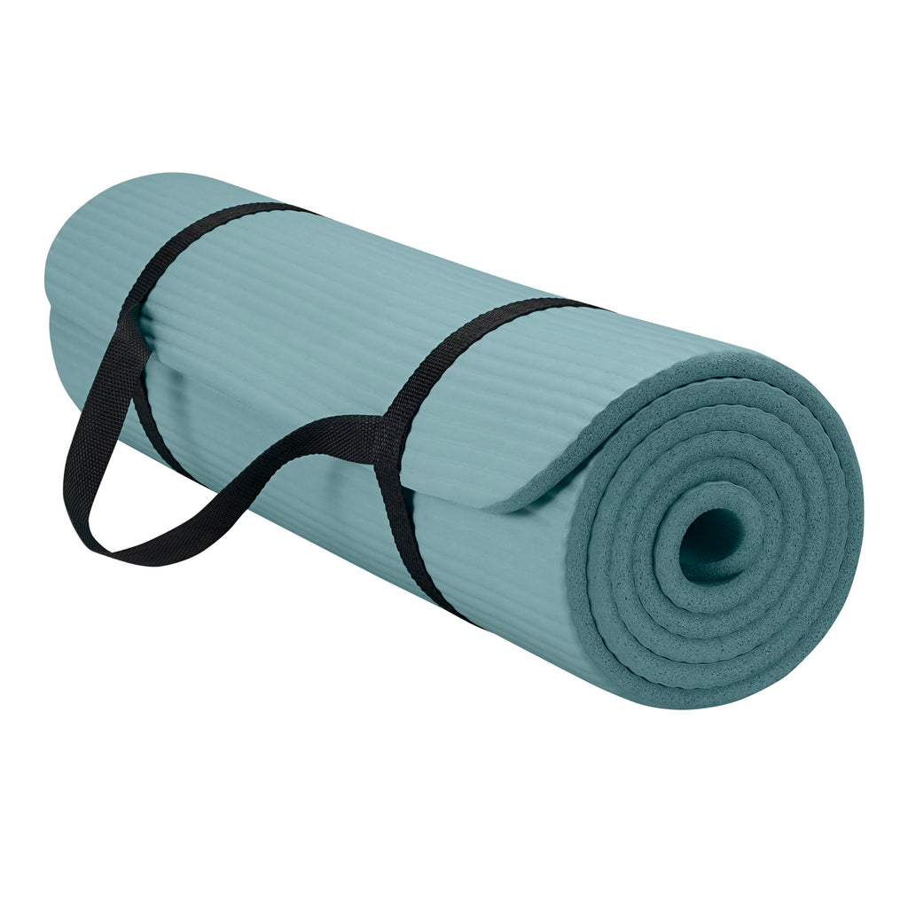 Gaiam Yoga Mat, Pilates & Exercise Mat, Thick Mat 2/5" (10mm) Workout Mat with Easy-Cinch Carrying Strap for Home & Gym Workouts