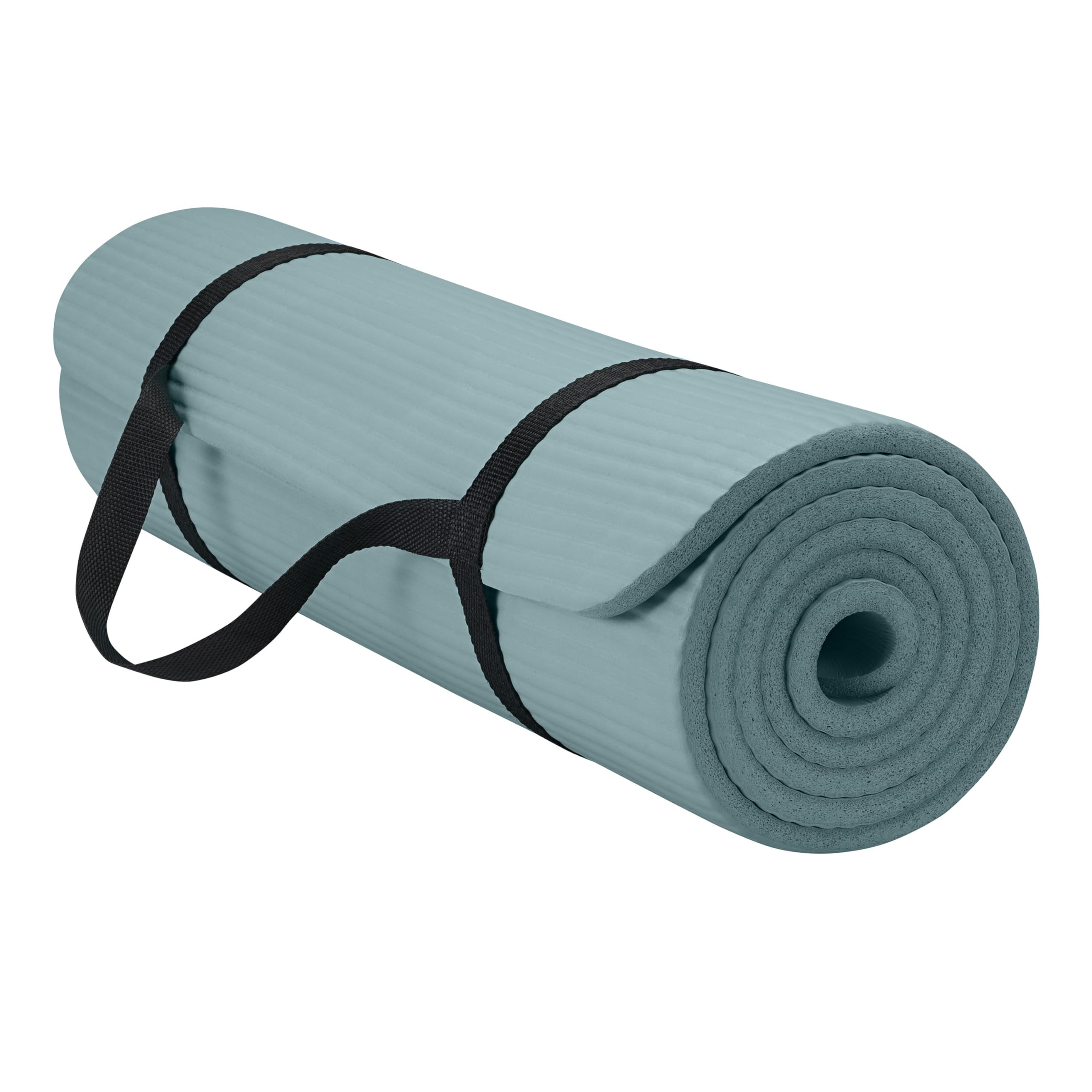 Gaiam Yoga Mat, Pilates & Exercise Mat, Thick Mat 2/5" (10mm) Workout Mat with Easy-Cinch Carrying Strap for Home & Gym Workouts