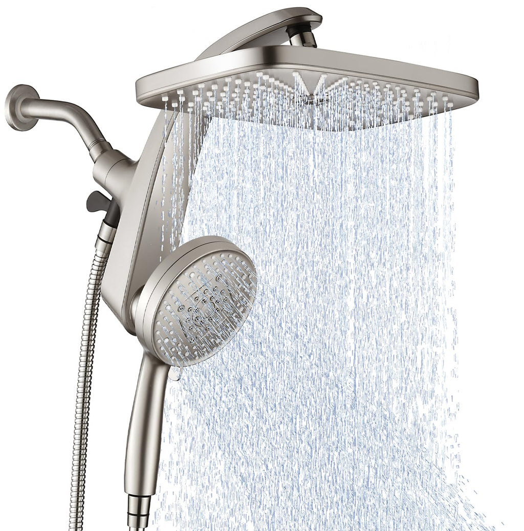 BOZYBO Rain Shower Head with Handheld: High Pressure Shower Heads with Handheld Spray Combo, 12" Rainfall Shower Head and 9 Sprays Hand Showerheads with Magnetic Docking and Power Jets, Black