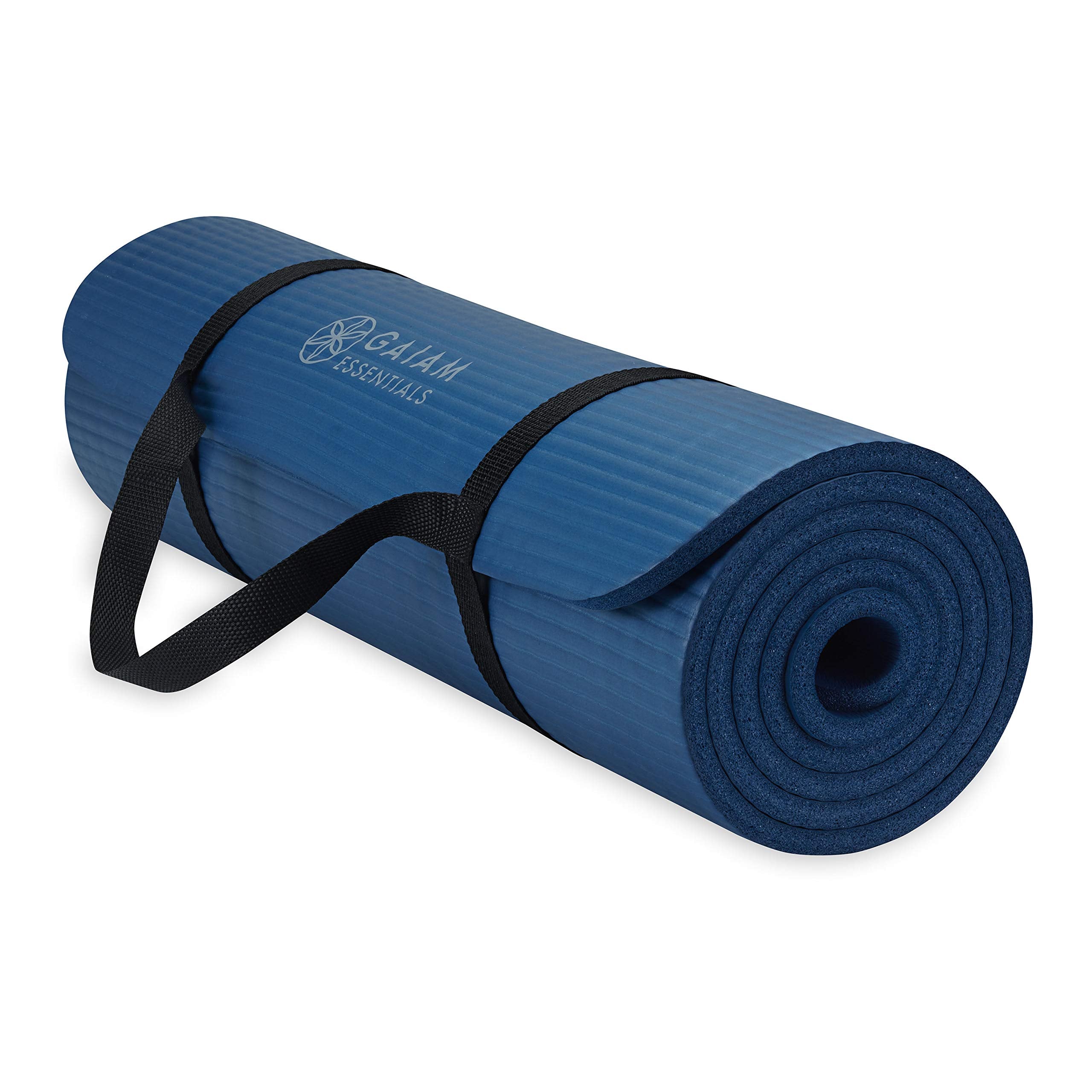 Gaiam Yoga Mat, Pilates & Exercise Mat, Thick Mat 2/5" (10mm) Workout Mat with Easy-Cinch Carrying Strap for Home & Gym Workouts
