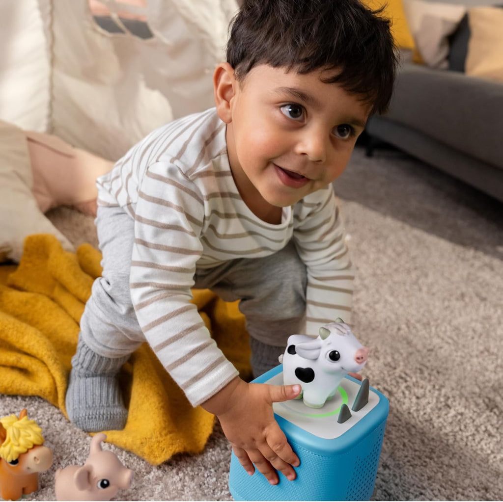 Toniebox 2 My First Farm Bundle for Kids 1+ with Soft and Squeezable Cow, Horse, and Pig - Sky Blue