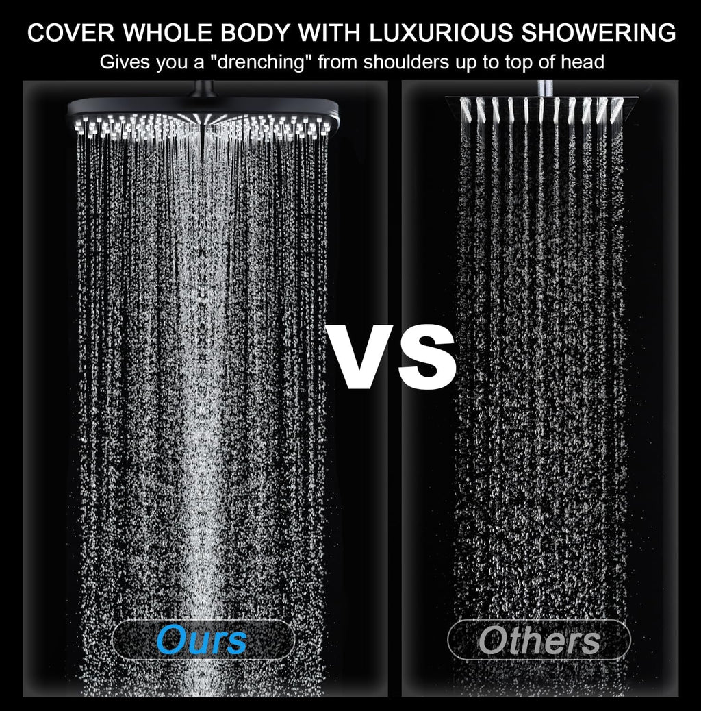 BOZYBO Rain Shower Head with Handheld: High Pressure Shower Heads with Handheld Spray Combo, 12" Rainfall Shower Head and 9 Sprays Hand Showerheads with Magnetic Docking and Power Jets, Black