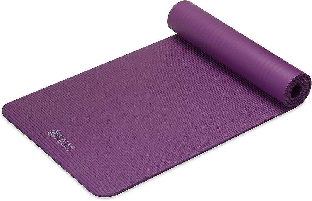 Gaiam Yoga Mat, Pilates & Exercise Mat, Thick Mat 2/5" (10mm) Workout Mat with Easy-Cinch Carrying Strap for Home & Gym Workouts