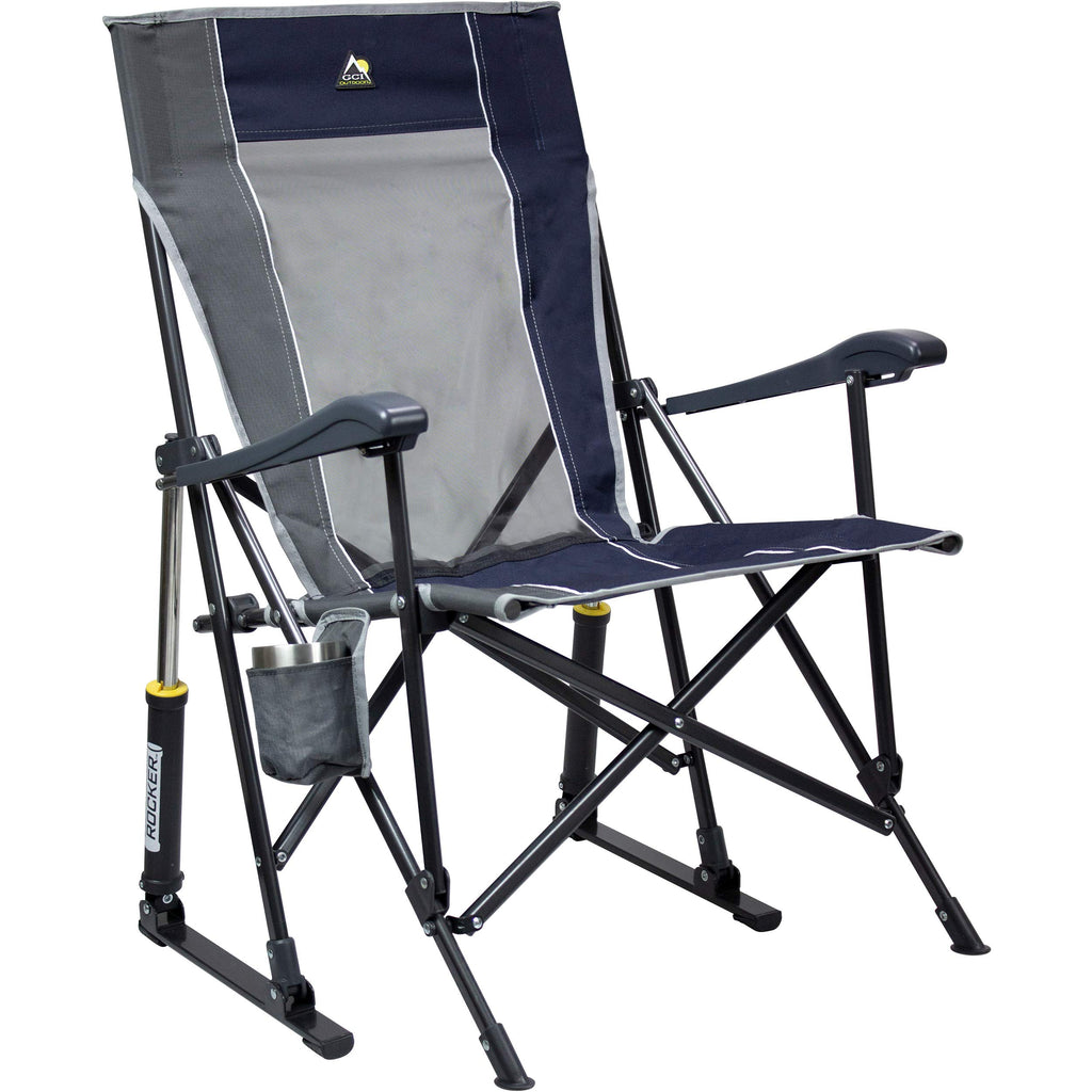 GCI Outdoor Comfort Pro Rocker Collapsible Rocking Chair & Outdoor Camping Chair, Indigo Blue