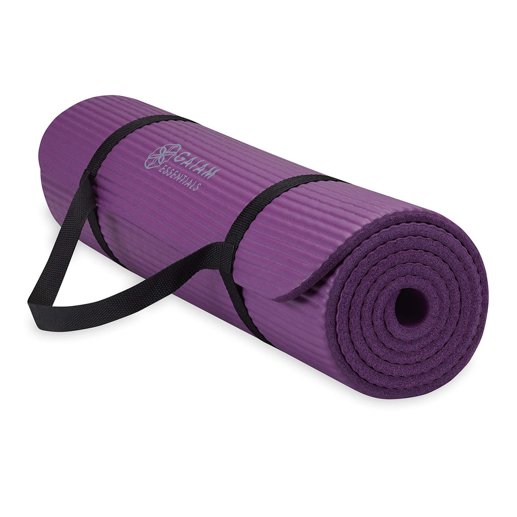 Gaiam Yoga Mat, Pilates & Exercise Mat, Thick Mat 2/5" (10mm) Workout Mat with Easy-Cinch Carrying Strap for Home & Gym Workouts