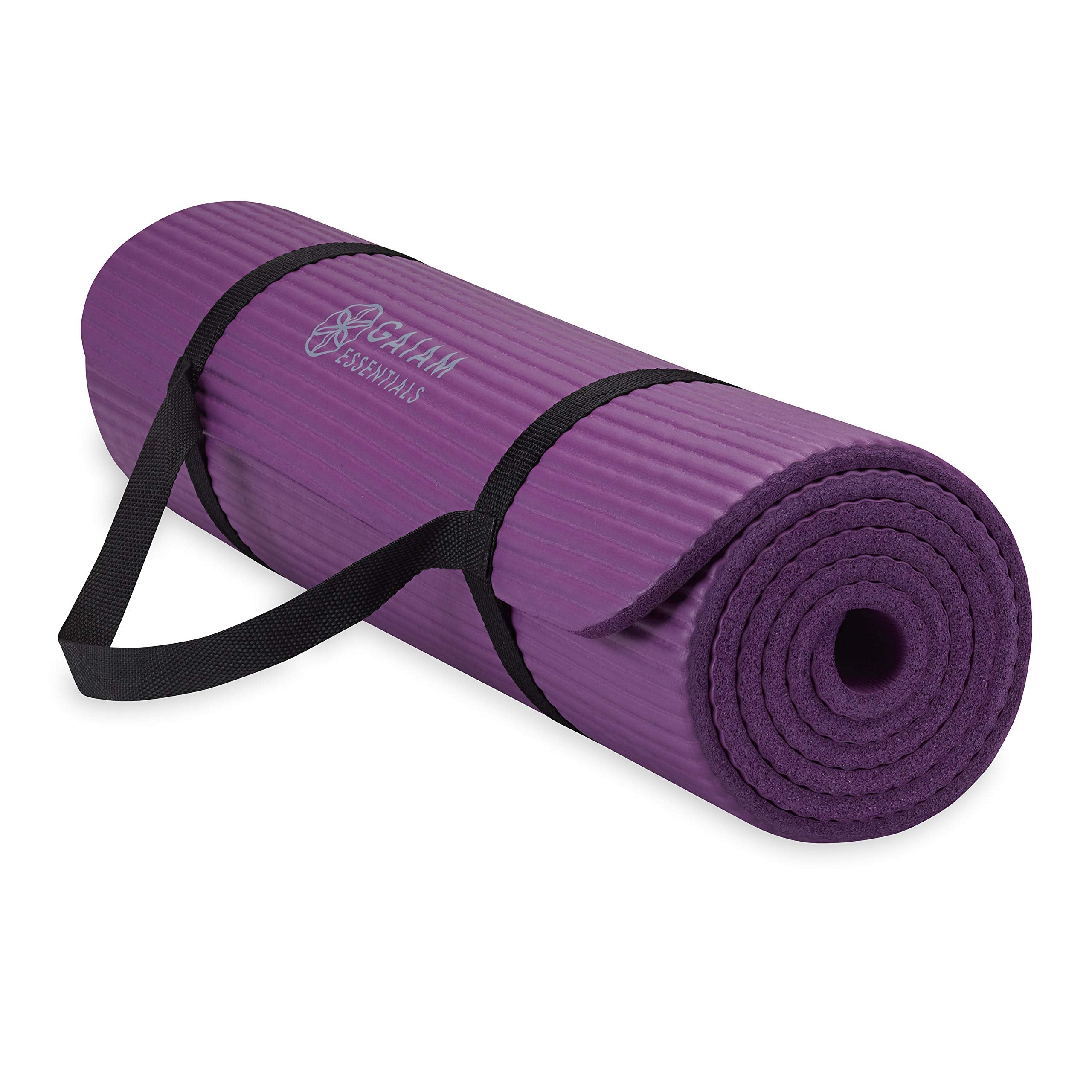 Gaiam Yoga Mat, Pilates & Exercise Mat, Thick Mat 2/5" (10mm) Workout Mat with Easy-Cinch Carrying Strap for Home & Gym Workouts