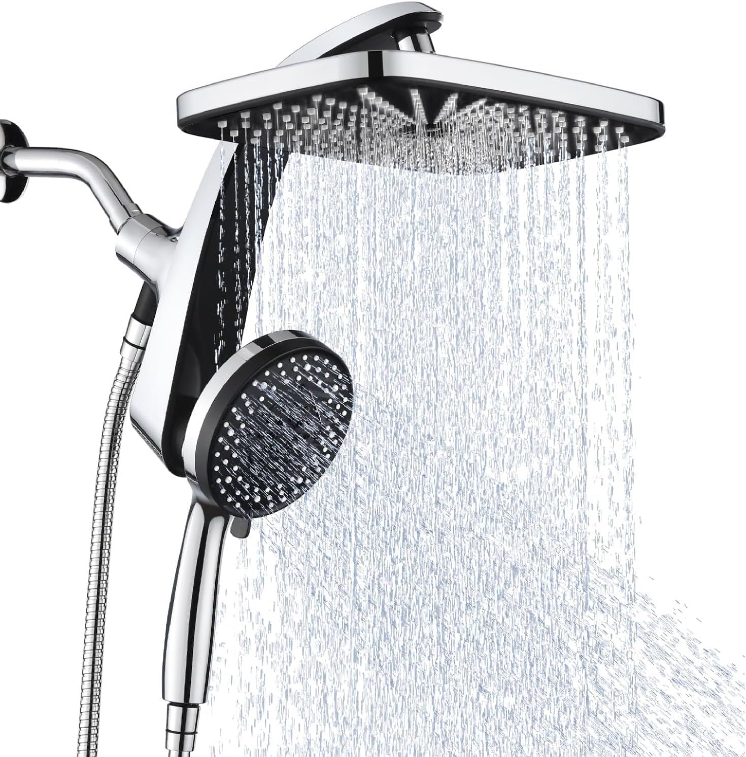 BOZYBO Rain Shower Head with Handheld: High Pressure Shower Heads with Handheld Spray Combo, 12" Rainfall Shower Head and 9 Sprays Hand Showerheads with Magnetic Docking and Power Jets, Black