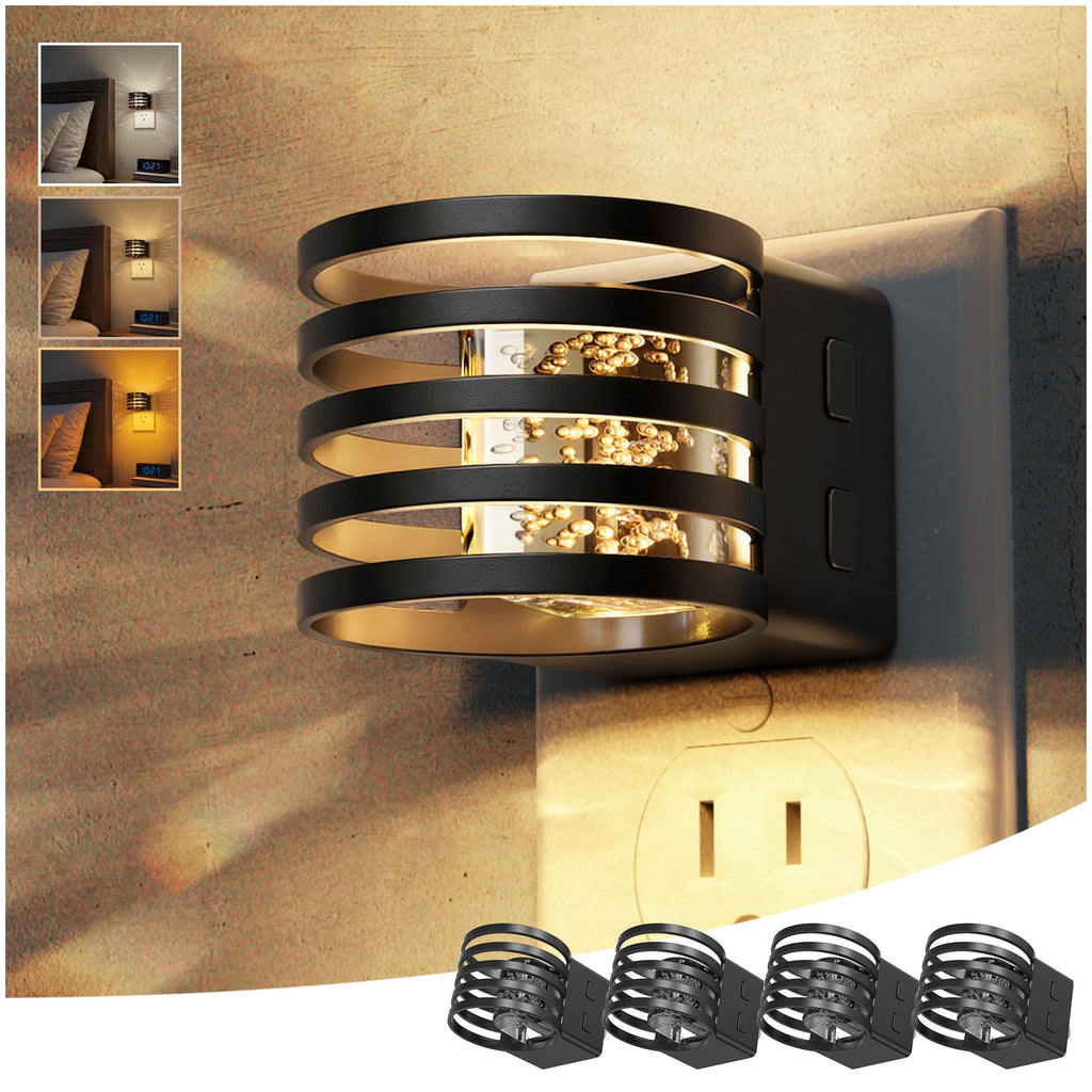 L LOHAS LED Night Light, Bubble Night Lights Plug into Wall,2 Pack 3000K/4000k/5000K Adjustable Color Temperature Night Light,Dimmable Nightlights with Dusk to Dawn Sensor for Rooms Bathroom Hallway