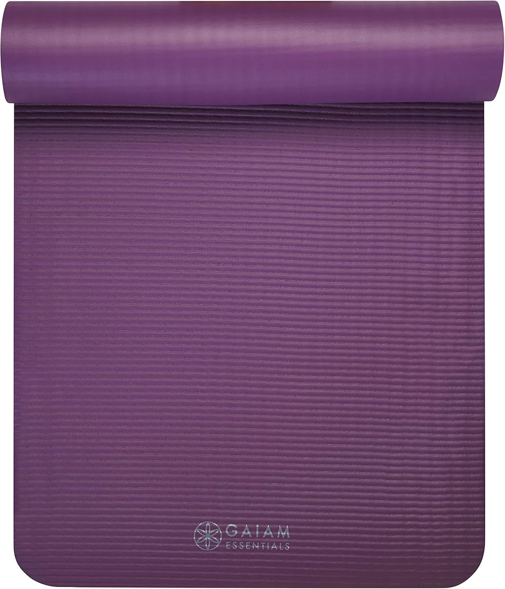 Gaiam Yoga Mat, Pilates & Exercise Mat, Thick Mat 2/5" (10mm) Workout Mat with Easy-Cinch Carrying Strap for Home & Gym Workouts