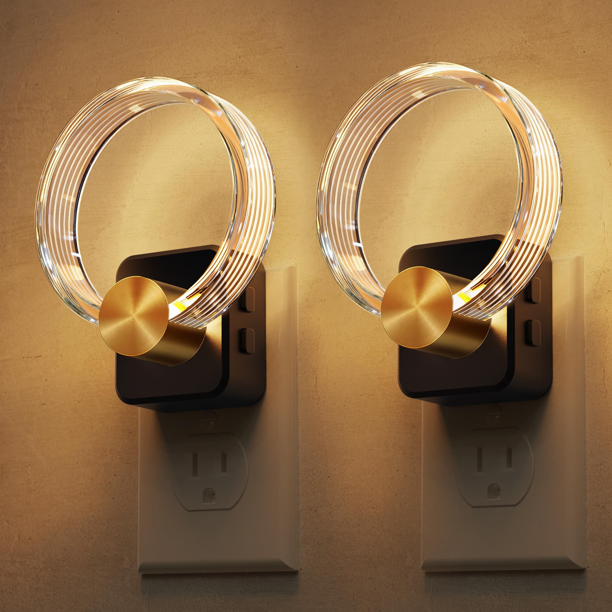 L LOHAS LED Night Light, Bubble Night Lights Plug into Wall,2 Pack 3000K/4000k/5000K Adjustable Color Temperature Night Light,Dimmable Nightlights with Dusk to Dawn Sensor for Rooms Bathroom Hallway
