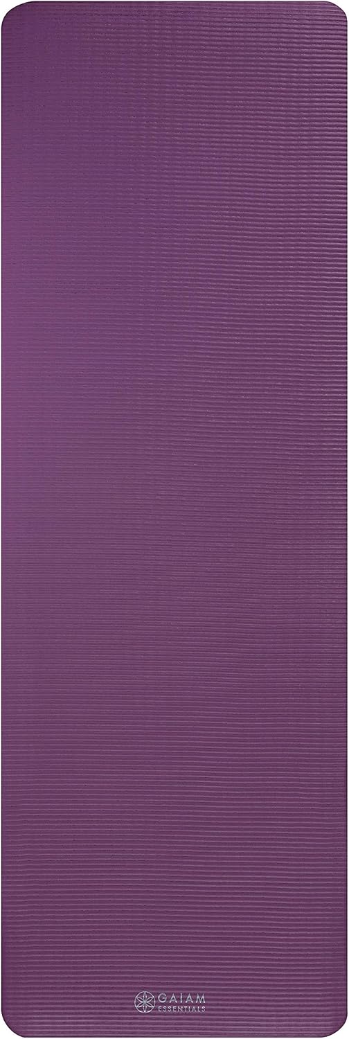 Gaiam Yoga Mat, Pilates & Exercise Mat, Thick Mat 2/5" (10mm) Workout Mat with Easy-Cinch Carrying Strap for Home & Gym Workouts