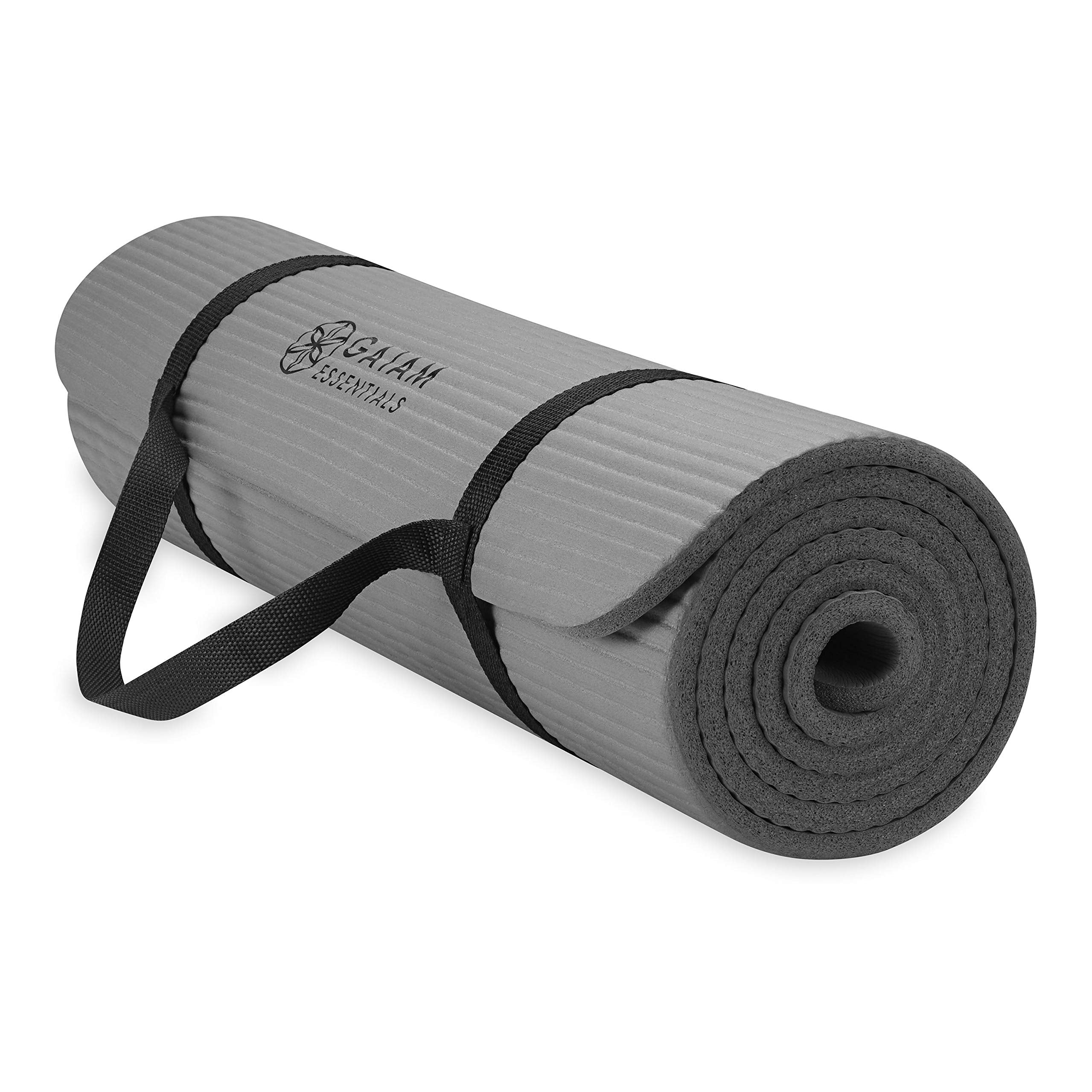 Gaiam Yoga Mat, Pilates & Exercise Mat, Thick Mat 2/5" (10mm) Workout Mat with Easy-Cinch Carrying Strap for Home & Gym Workouts