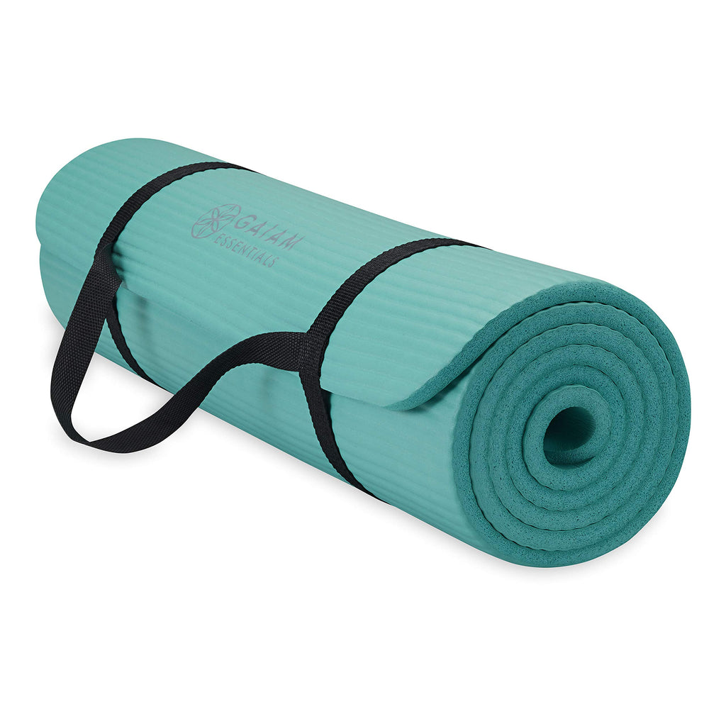 Gaiam Yoga Mat, Pilates & Exercise Mat, Thick Mat 2/5" (10mm) Workout Mat with Easy-Cinch Carrying Strap for Home & Gym Workouts