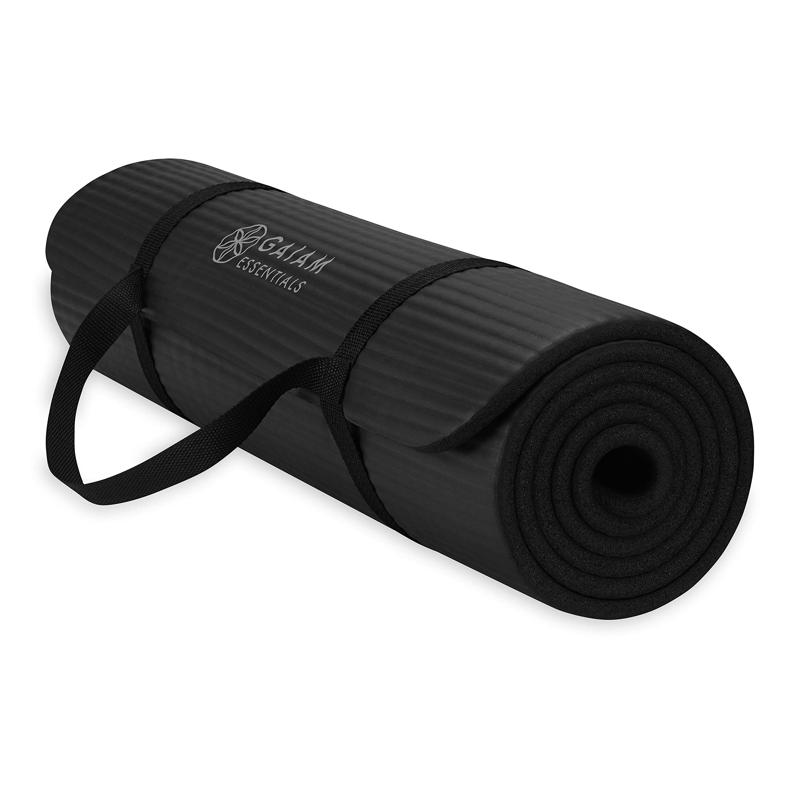 Gaiam Yoga Mat, Pilates & Exercise Mat, Thick Mat 2/5" (10mm) Workout Mat with Easy-Cinch Carrying Strap for Home & Gym Workouts