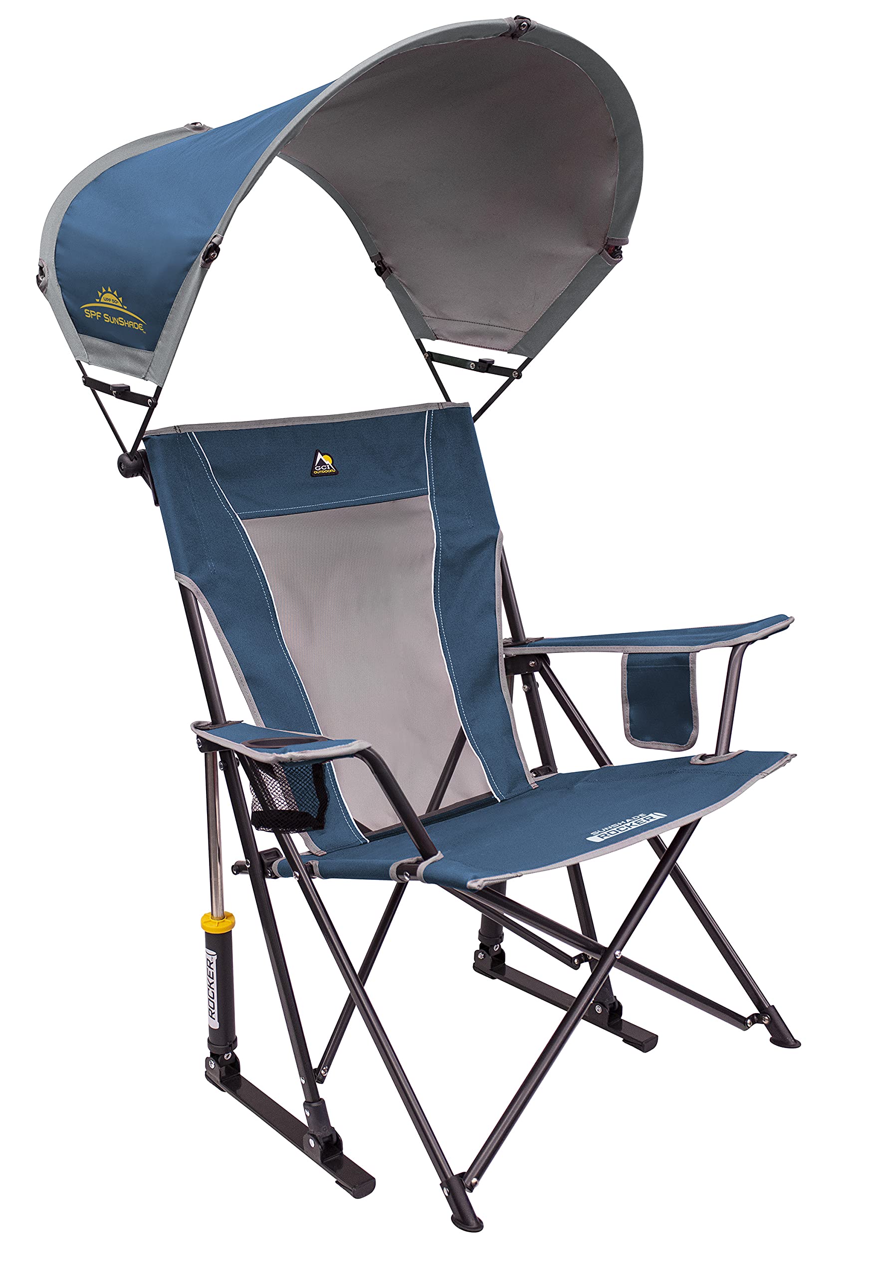 GCI Outdoor Comfort Pro Rocker Collapsible Rocking Chair & Outdoor Camping Chair, Indigo Blue