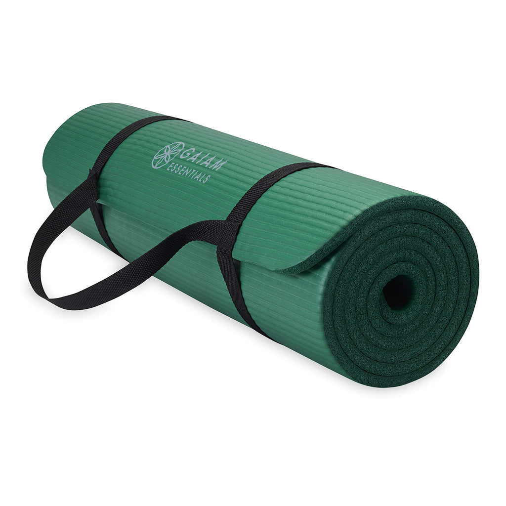 Gaiam Yoga Mat, Pilates & Exercise Mat, Thick Mat 2/5" (10mm) Workout Mat with Easy-Cinch Carrying Strap for Home & Gym Workouts