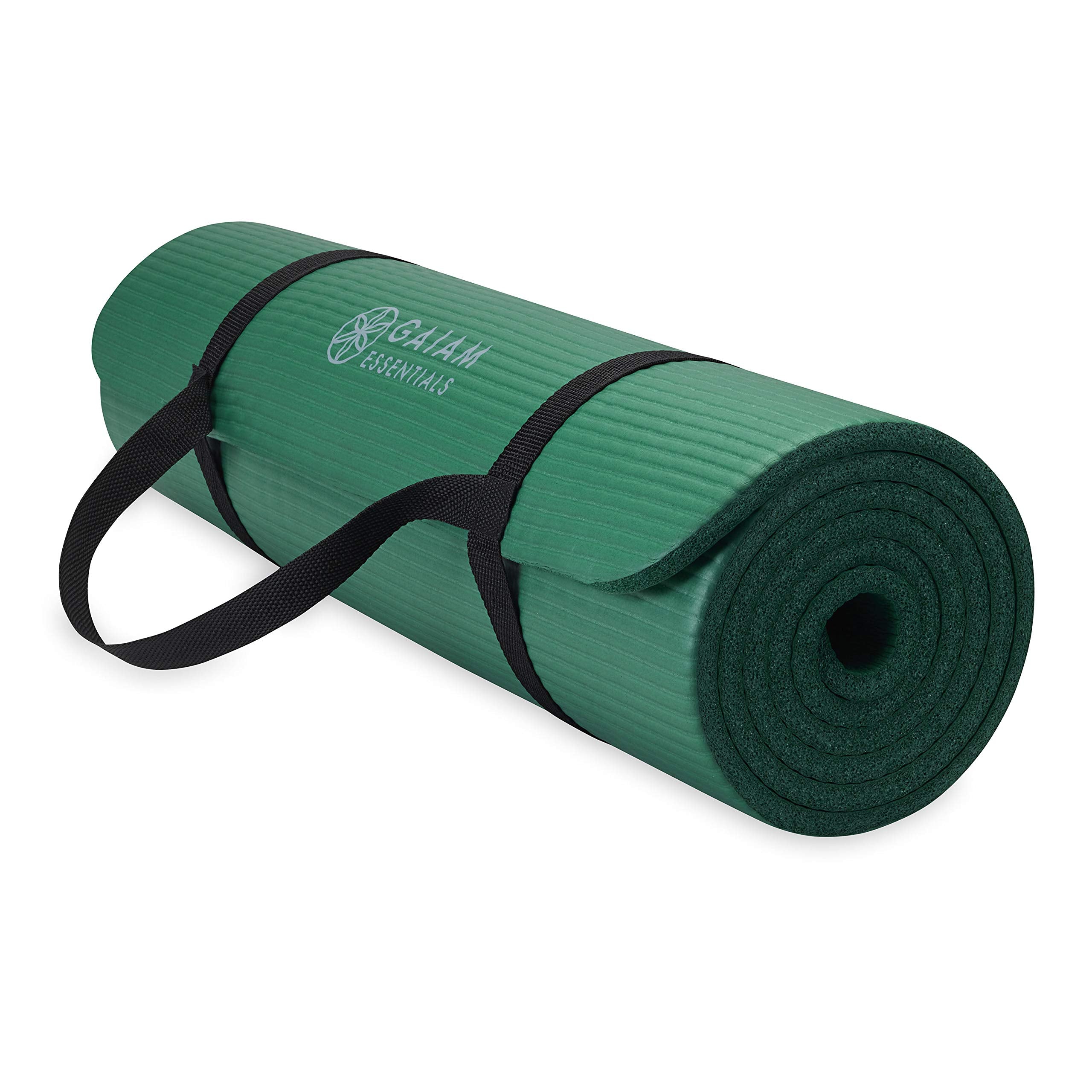Gaiam Yoga Mat, Pilates & Exercise Mat, Thick Mat 2/5" (10mm) Workout Mat with Easy-Cinch Carrying Strap for Home & Gym Workouts