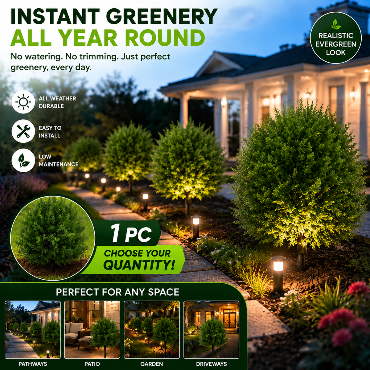 Large Size Artificial Cedar Landscape Tree - Porch & Garden Decor